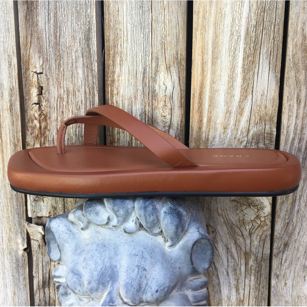 New Frame Denim Le Montauk Sandal Leather Tobacco Tan 38 - Picture 2 of 13